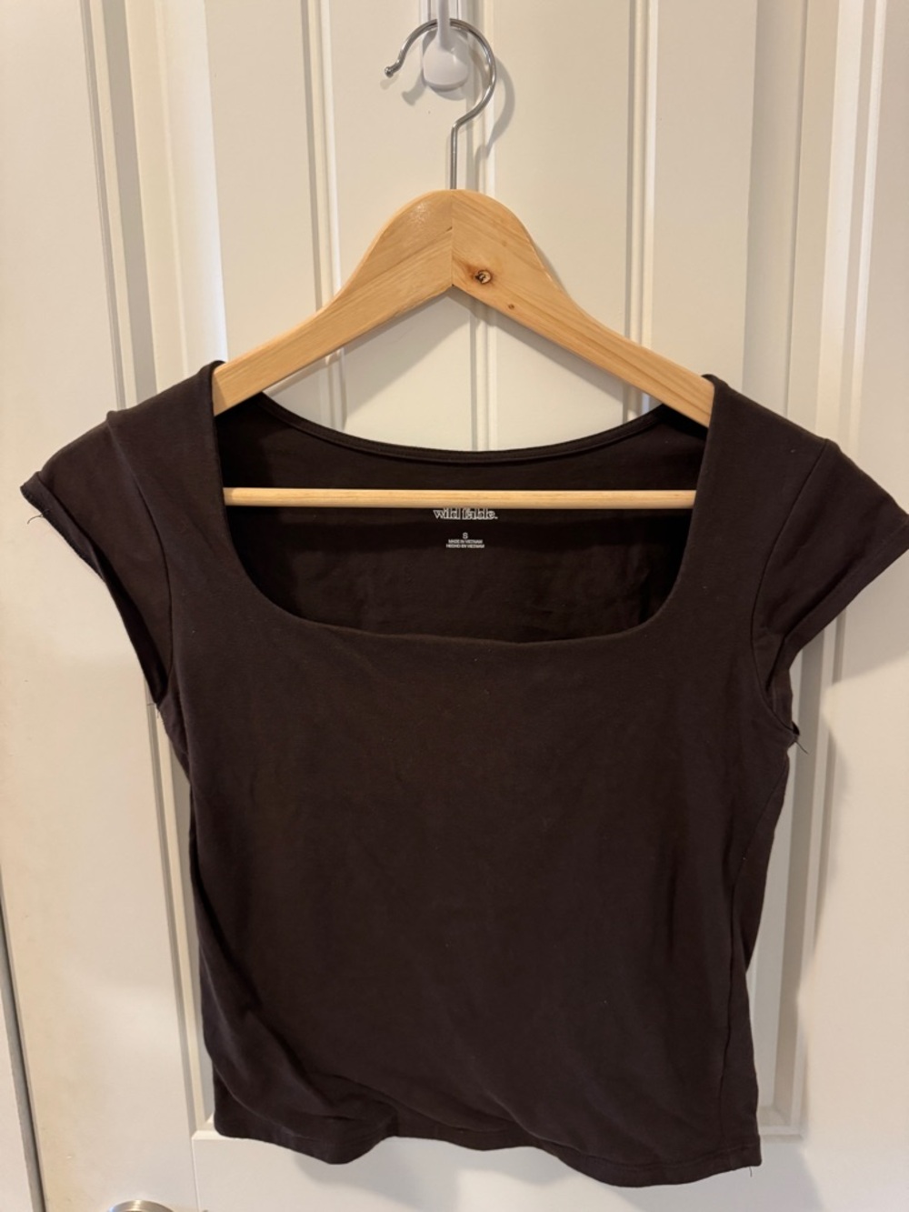 wild fable Black Square Neck Short Sleeve Top